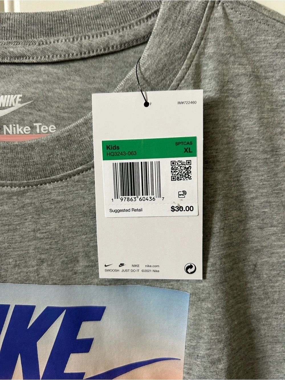 Nike Youth Grey Graphic Logo T-Shirt